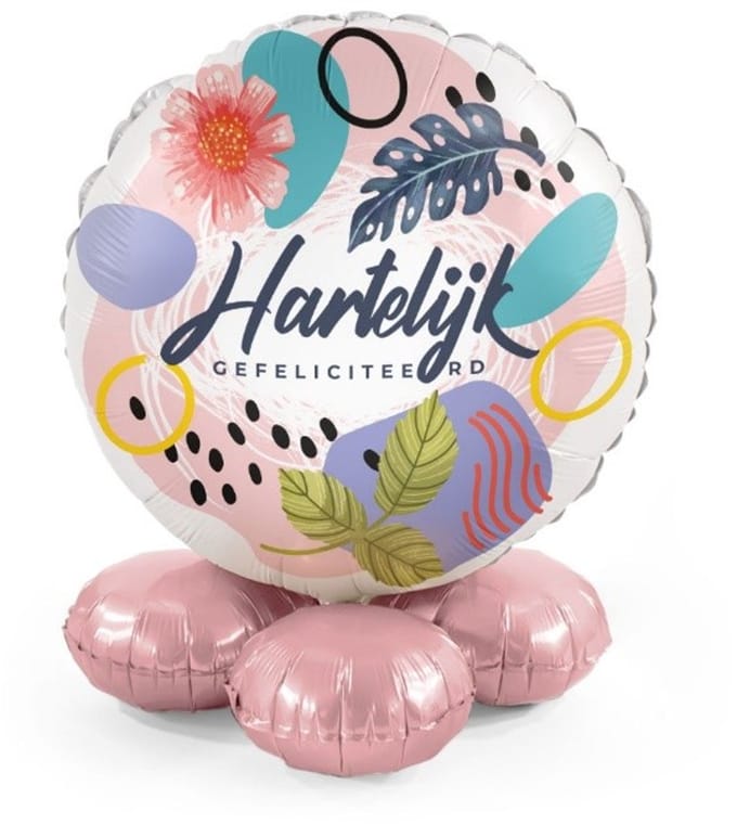 Hartelijk gefeliciteerd - Natuur - Ballonnen set met standaard - Everloon