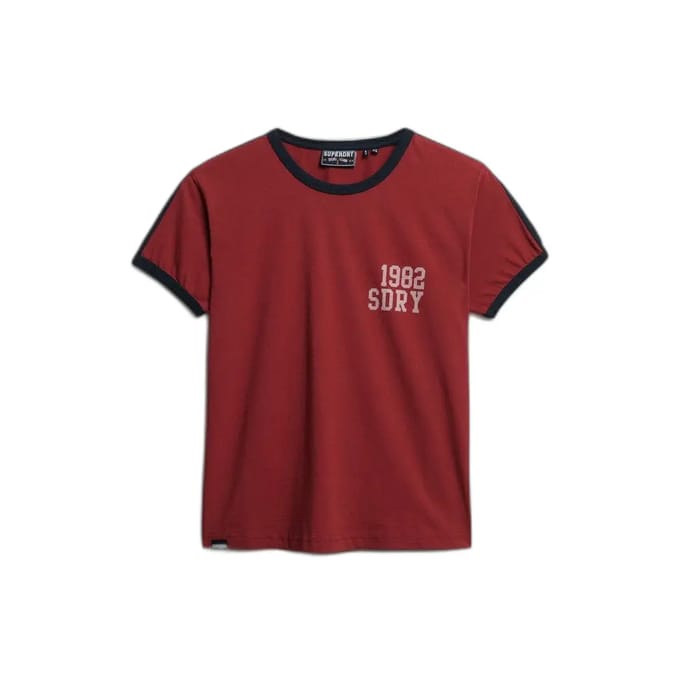 Superdry Athletic Essentials T-shirt met Zijstreep Red Grootte: 36