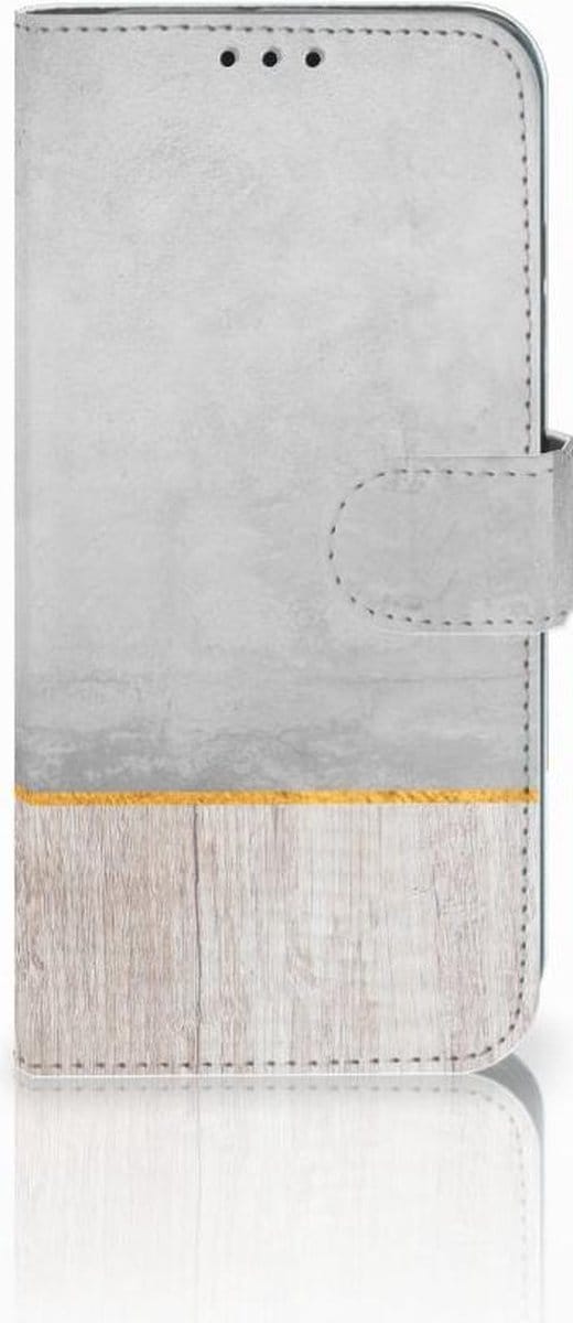 Honor 10 Lite Book Style Case Wood Concrete