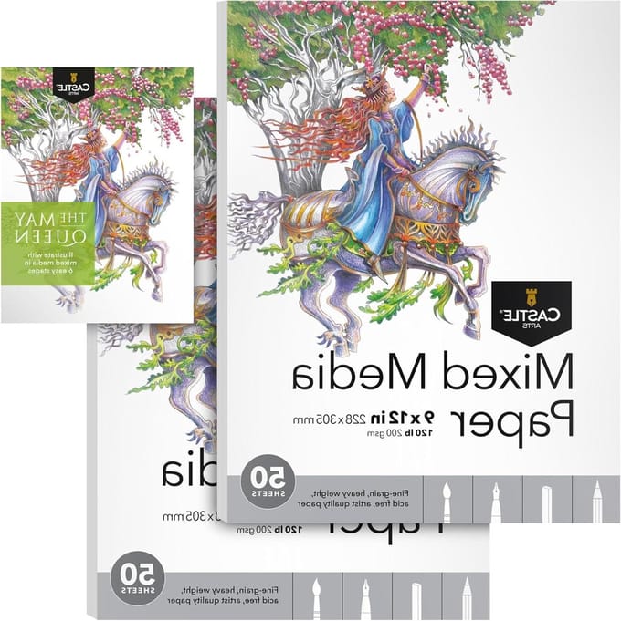 Mixed Media Tekenblok - Schetsboek Papier - Creatief Tekenen - Zwaar Papier - 2-Pack 100 Vellen - Wit
