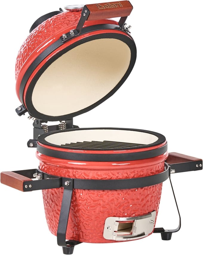 KAMADO - Mini houtskoolgrill - Rood - Keramiek