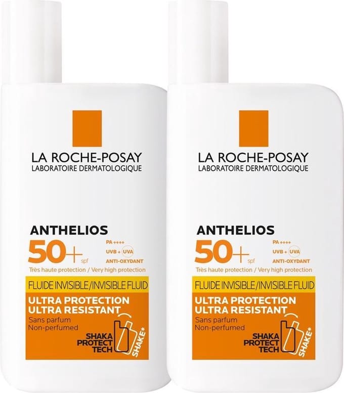 La Roche-Posay Anthelios Onzichtbare Zonnebrand Fluide SPF50+ - 2x50ml