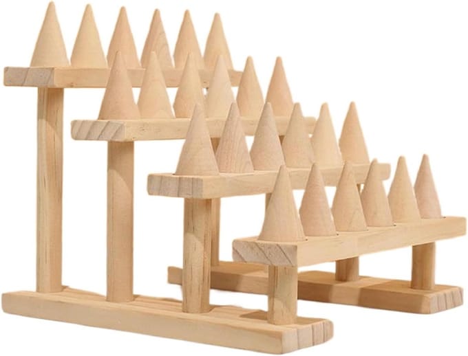 Ringhouder Organizer - Sieraden Display - Sieraden Tonen - Stapelbaar Ontwerp - 3/4 Tier - Houtkleur