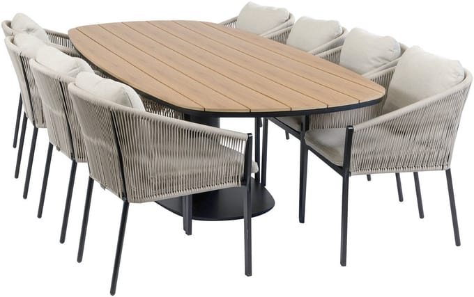 Tuinset Elvira/Tower | 8 personen | Deens ovaal 260 cm | Rope & Tecon Teak
