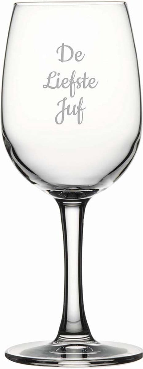 Gegraveerde witte wijnglas 26cl De Liefste Juf