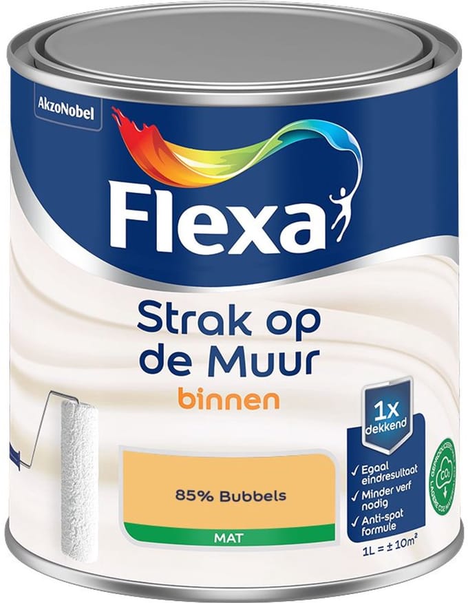 Flexa - Strak Op De Muur Binnen Mat - 85% Bubbels - Mengverf - 1 L