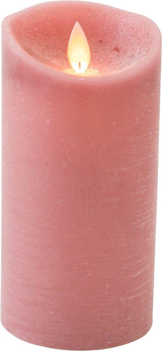 Anna's Collection Led kaars/stompkaars - oudroze - H15 x D7,5 cm - wax - bewegende vlam