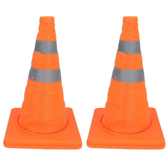 2 Stuks Verkeersveiligheidskegels Opvouwbare Multifunctionele Pop-up Kegel met Reflecterende Kraag Oranje voor red