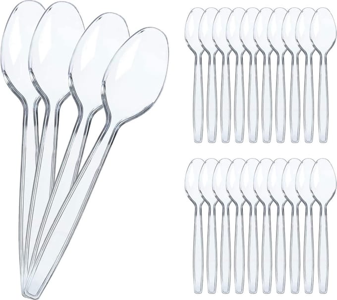 100x Herbruikbare Lepel - Transparant - 18 cm