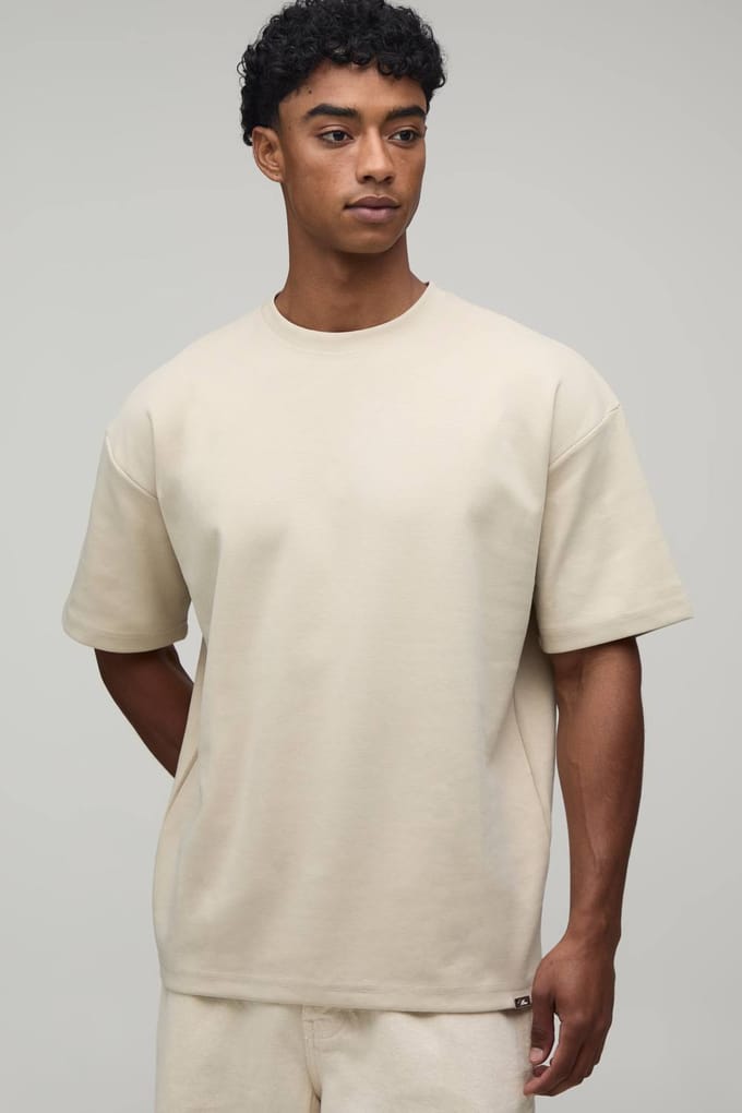 Oversized Premium Interlock T-Shirt | Stone | Size Medium