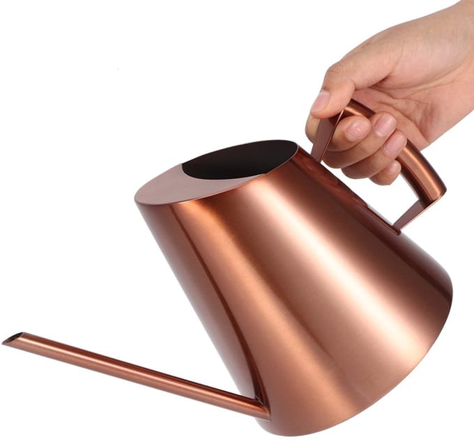 Dailygoods- Gieter 900 ml - Roestvrijstalen Structuur - Lange Uitloop