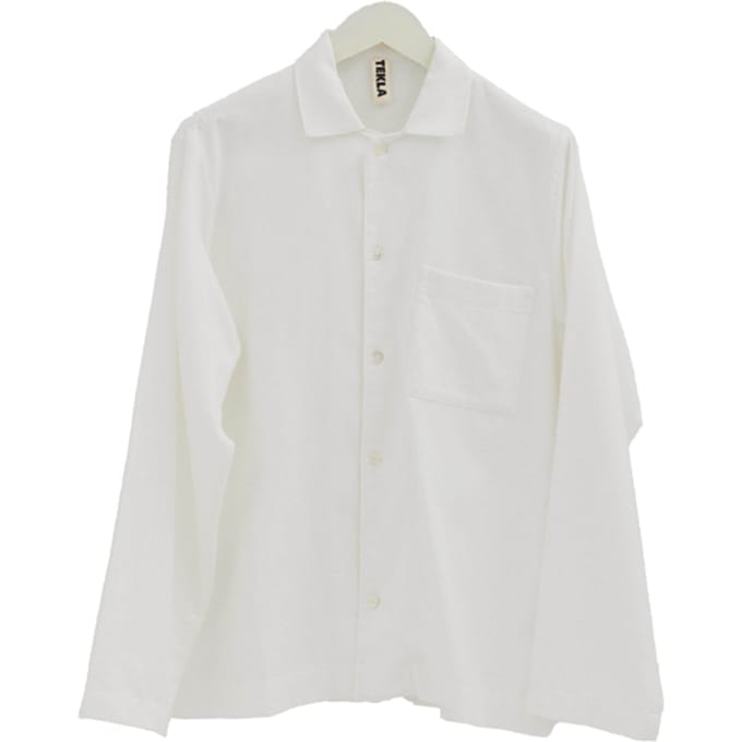 Tekla Unisex Flannel, Pyjamas Shirt Cream White Größe: M | Nachtwäsche Outlet | Unisex | Weiß