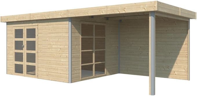 Woodlands Blokhut Misaka met Overkapping en Aluminium Hoekprofiel 655 x 295 cm