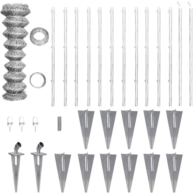 vidaXL - Gaashek - met - palen - 25x1,25 - m - gegalvaniseerd - staal