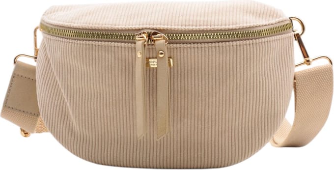 Flora&Co - Handtas - Crossbodytas - Bumbag - Ribfluweel - beige