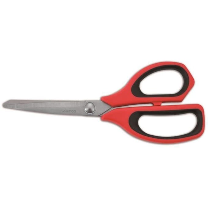 Ciseaux de cuisine Arcos 185622 en acier inoxydable et manche Polypropylène + élastomère rouge 215 mm sous blister.