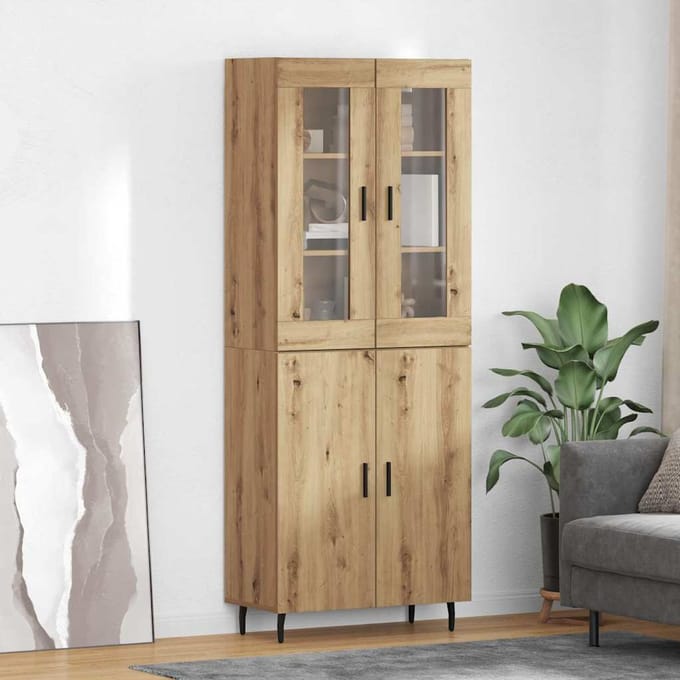 vidaXL - Highboard - 2 - st - Artisan - Eiken - 69,5 - x - 34 - x - 180 - cm - Bewerkt - hout