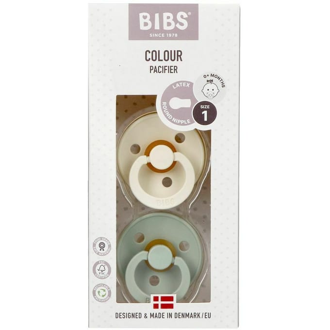 BIBS Colour Fopspeen - 0-6 mnd - 2-pack - Rond - Ivory/Sage