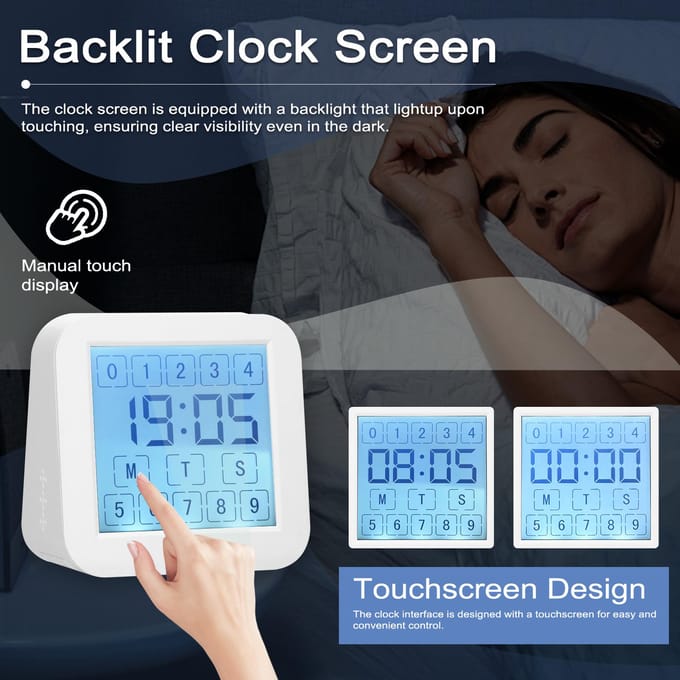 Multifunctionele LCD Digitaal Display Aanraakscherm Hygrothermograaf Binnenluchtvochtigheid en wit