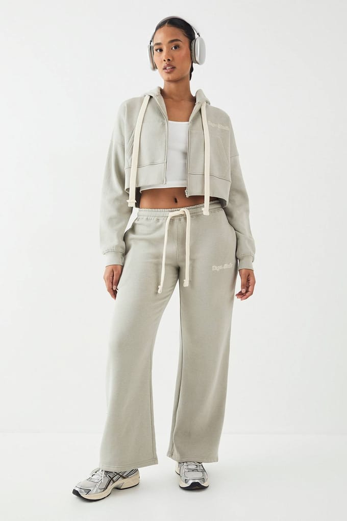 Dames DSGN Studio Contrast Trekkoord Rechte Pijp Jogger | Kaki | Maat: Medium