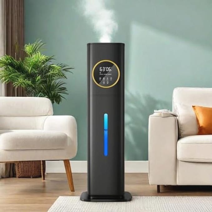 Luchtbevochtiger voor groot slaapkamer met timer en 360°-mondstuk