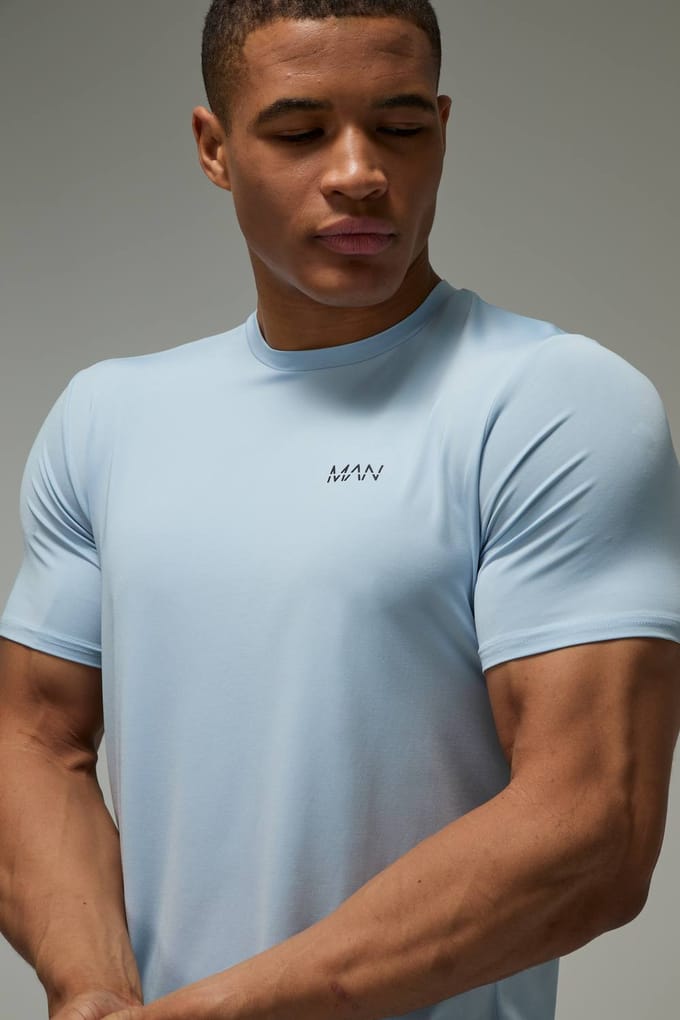 Heren Actief Regular Fit T-shirt | Light Blue | Size Medium