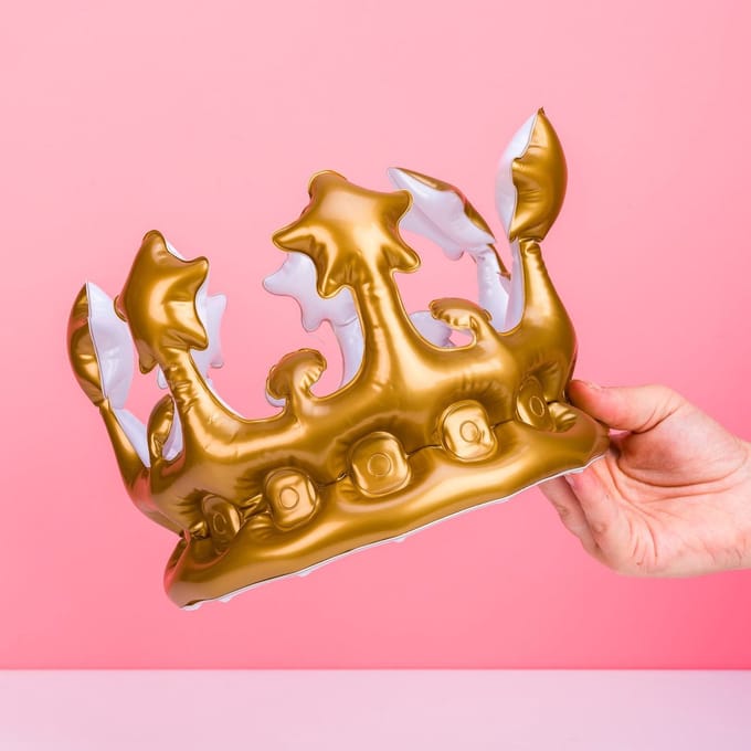 Kroon goud opblaasbaar (23cm)