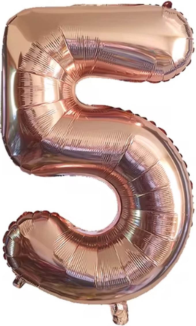 Jumada's - Feestelijk - Cijferballon - Folie - 70cm - Roze Goud - 5