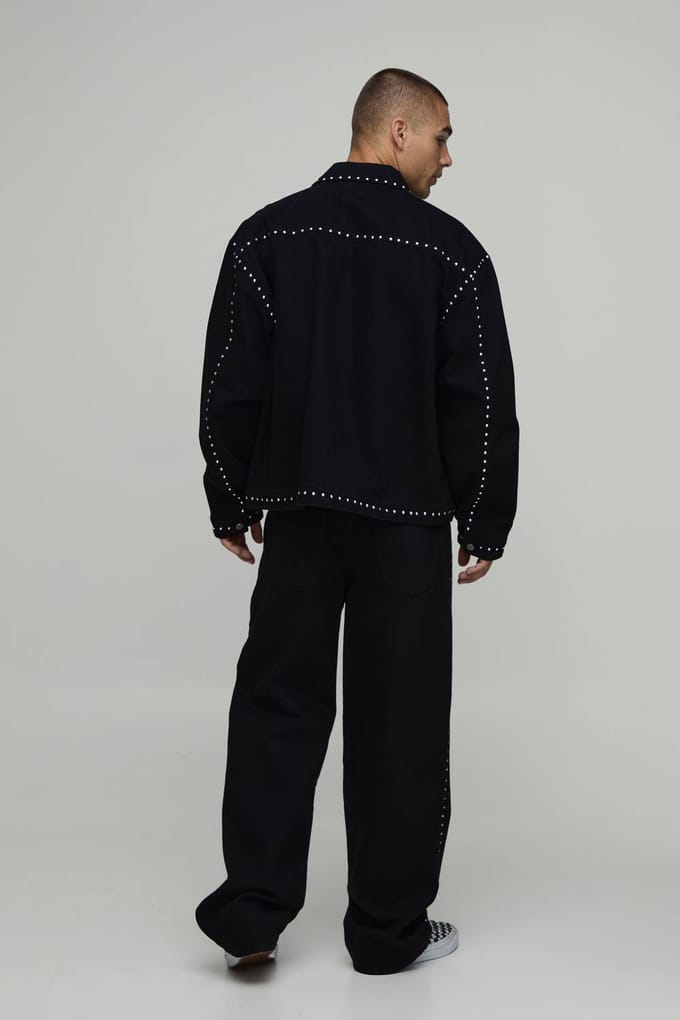 Jeans Met Studs In Relaxed Fit Co-ord | True Black | Size 28R