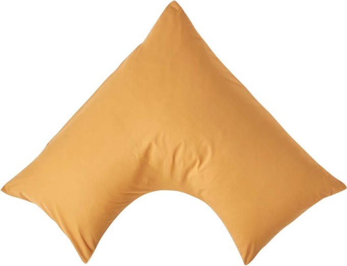 Homescapes Percale Katoen V-Kussensloop - Mosterdgeel - 100% Egyptisch Katoen - 200TC - 38 x 76 cm