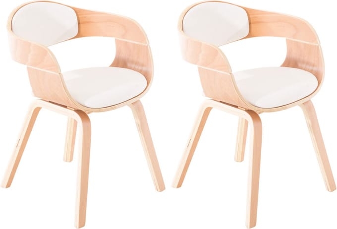 CLP Kingston Set van 2 Stoelen - Kunstleer - natura/wit