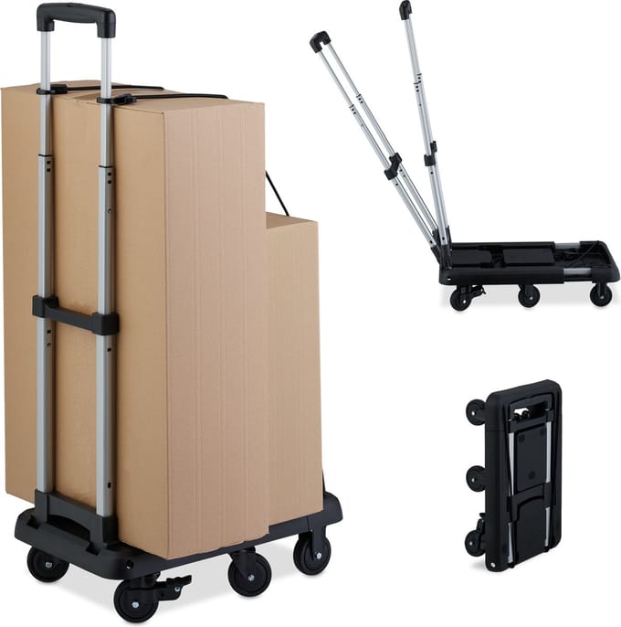 Transportkar opvouwbaar - uitschuifbaar - tot 100 kg - zwart