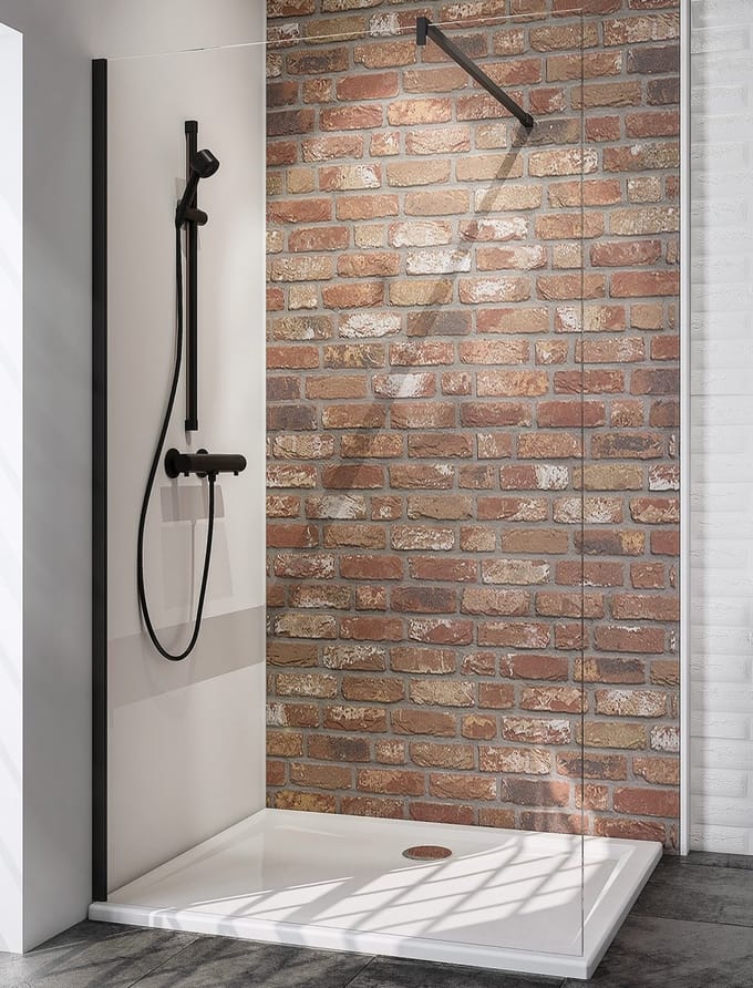 Schulte douchewand - inloopdouche - 100x190 - transparant - antikalk - mat zwart profiel