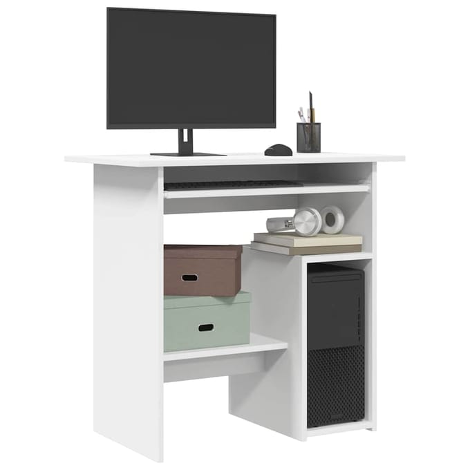 vidaXL - Bureau - 80x45x74 - cm - bewerkt - hout - wit