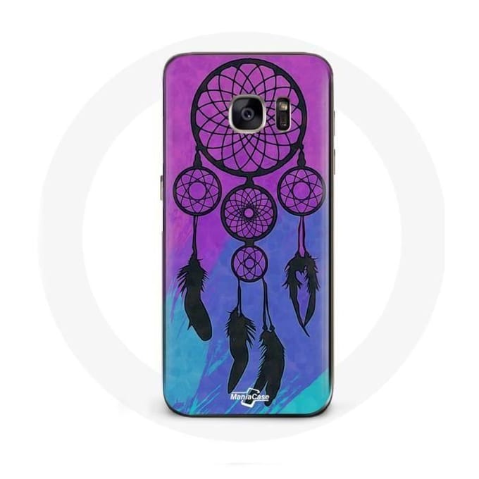 Coque pour Samsung Galaxy S6 Attrape Rêve Noir Fond Bleu et Violet