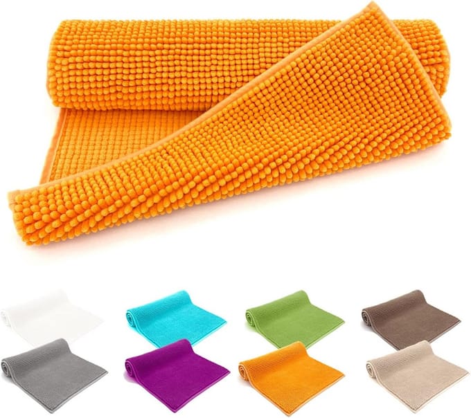 Super pluizige badmat van chenilleweefsel met antislip latex coating