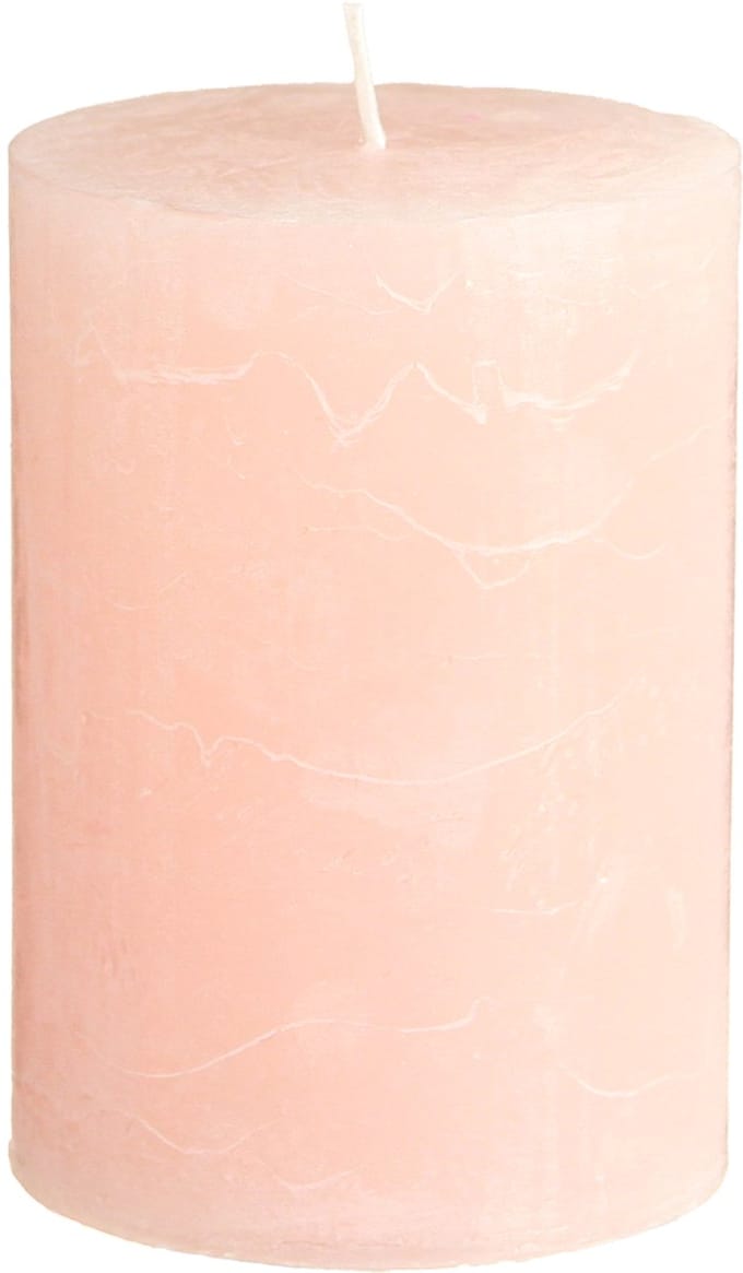 Lichtroze geverfde pilaarkaarsen 85×120mm, set van 2 – Elegante waskaa