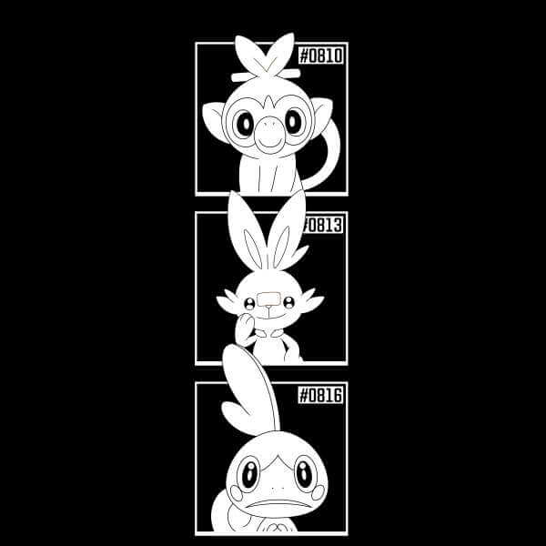 Pokemon Generation 8 Monochrome Starters Men's T-Shirt - Black - S