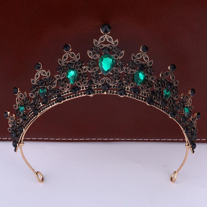 Bruidskroon Hoofddeksel Luxe Koningin Haarband Bruiloft Legering Strass Haaraccessoire Kroon black