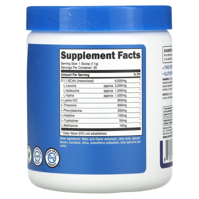 Nutricost, Acides Aminés Essentiels, Poudre, Framboise Bleue, 11,8 oz (330 g)