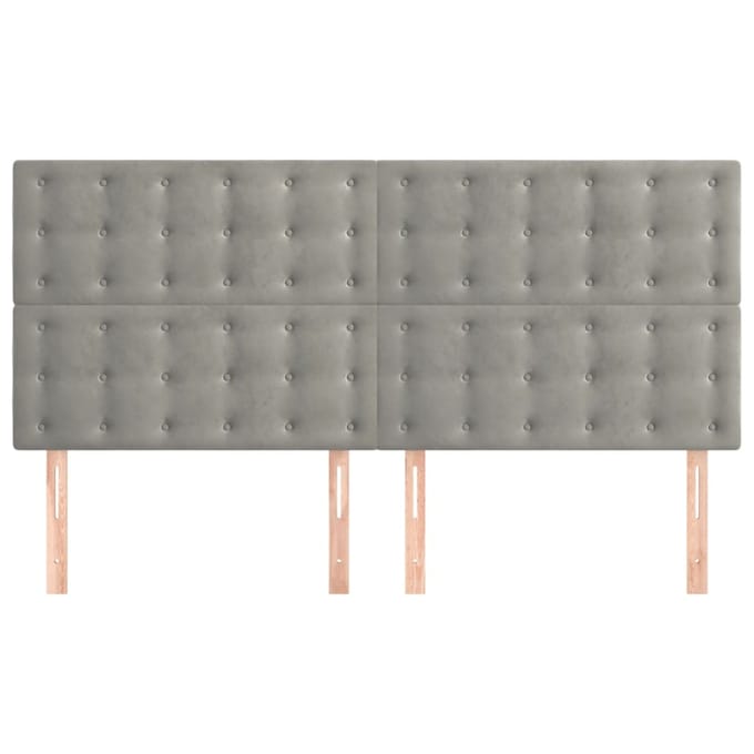 vidaXL - Hoofdbord - lichtgrijs - 160x5x118/128 - cm - fluweel
