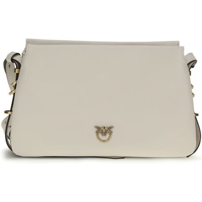 PINKO schoudertas Triplet Mini Vitello Morbido White - Antique Gold crème