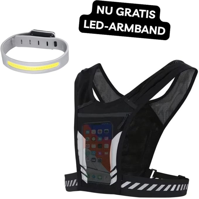 Reflecterend Hardloopvest met Telefoonhouder - Drinkhouder - Veilig - Comfortabel - Lichtgewicht