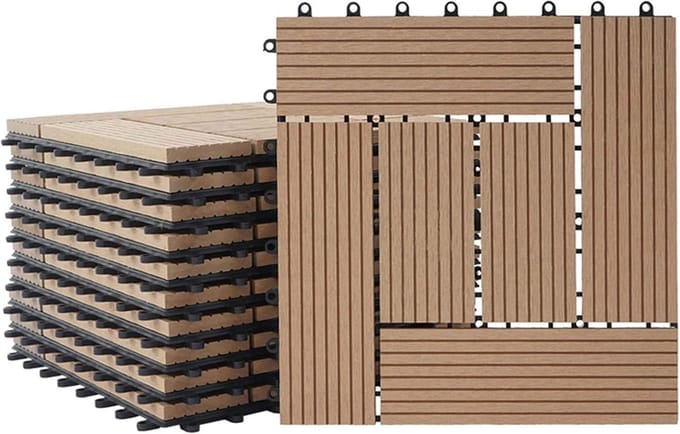 WPC Vloertegels Houtlook 1m² - Kliksysteem Balkon en Terras