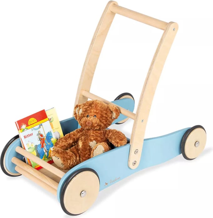 Pinolino Loopwagen – Pastelblauwe Houten Loopwagen Üli" voor Kleine Avonturiers!