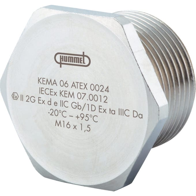 Hummel M20x1.5 Nikkel Messing Ex-D Blinde Plug - 1875200050