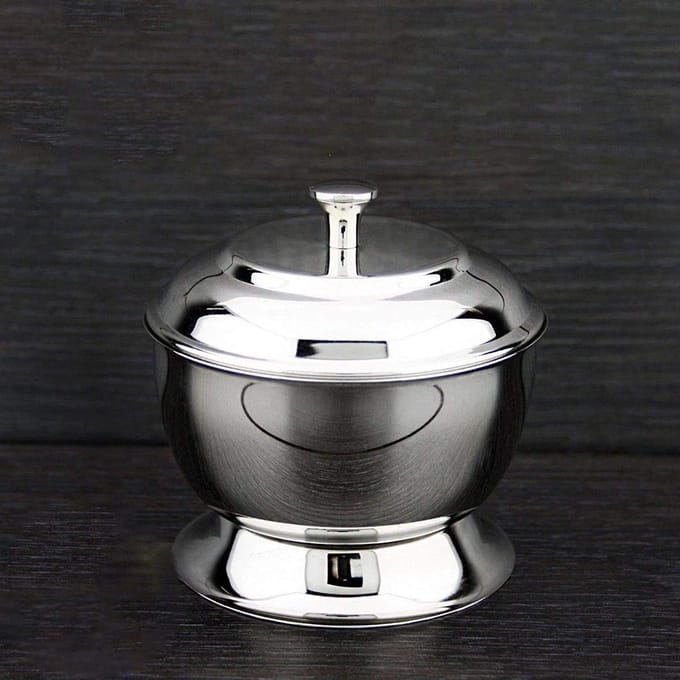 Scheerschaal met deksel - Scheerkom RVS - Scheren Voorbereiden - Roestvrij staal - 11 cm diameter - Zilver