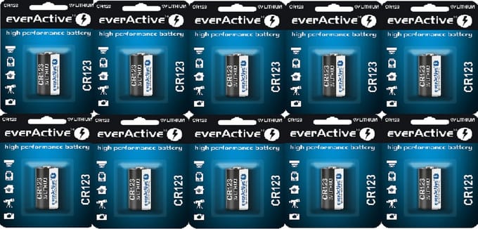 everActive CR123 3V Lithium Batterij - High Capacity 1500mAh 10 Stuks