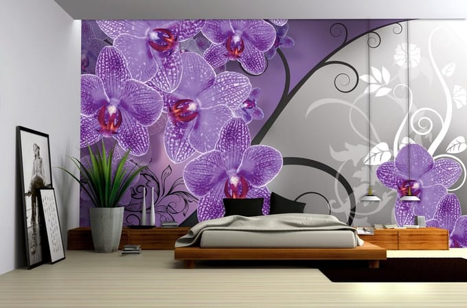 Flowers Floral Orchids Pattern Photo Wallcovering