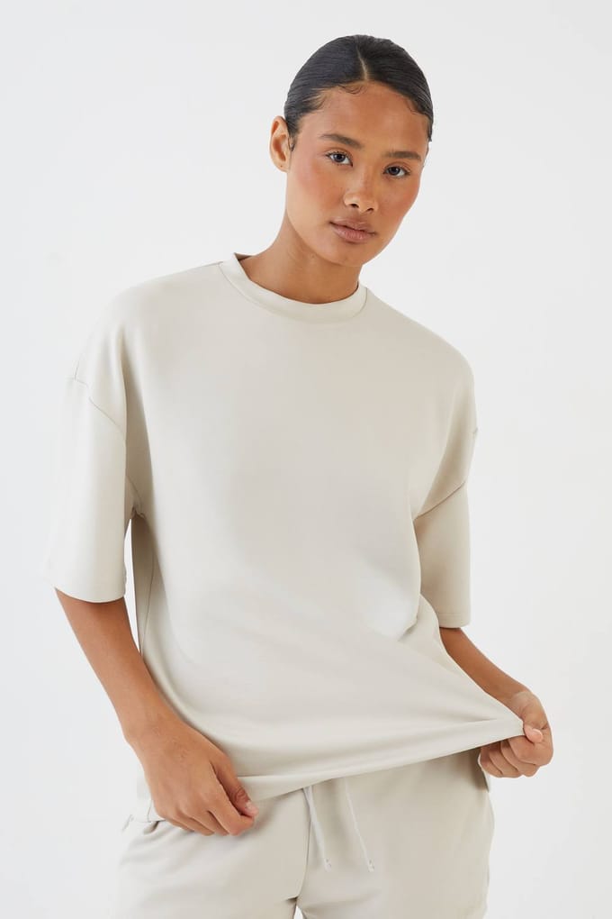 Dames Dsgn Studio Superzacht Oversized T-shirt | Steen | Maat: Medium